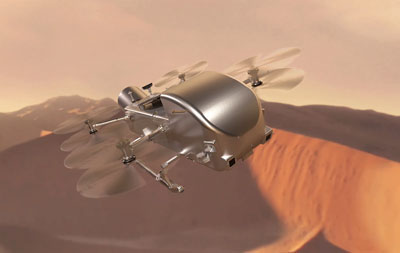Dragonfly drone over Titan
