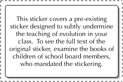 science textbook disclaimer sticker
